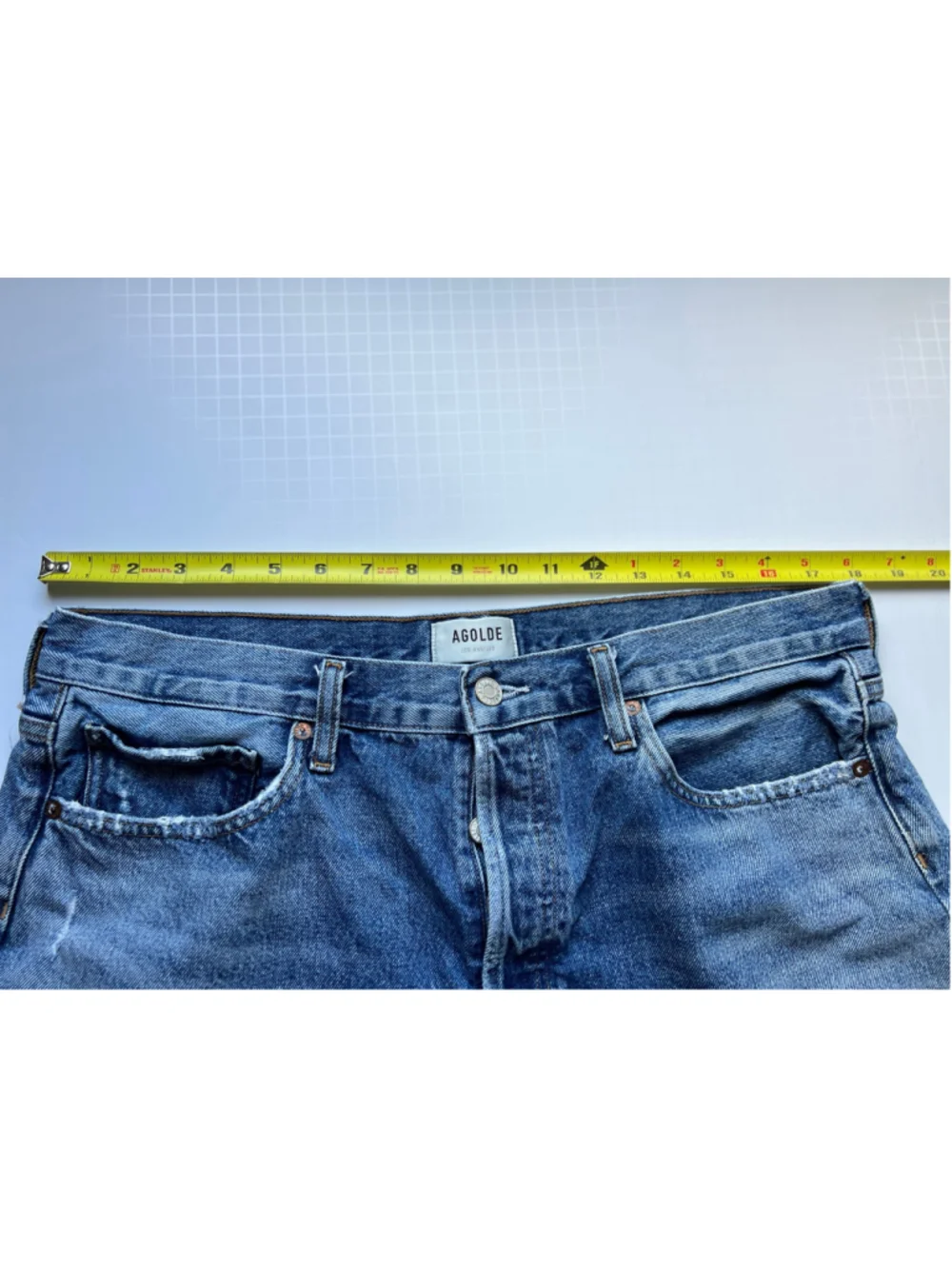Agolde Parker Long Distressed Cutoff Blue Jean Shorts 31